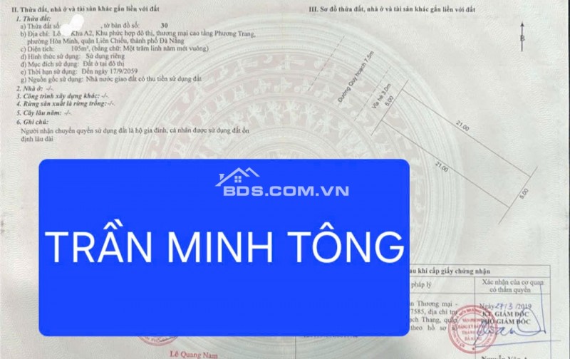 Bán đất khu A2 Phương Trang đường - đường Trần Minh Tông